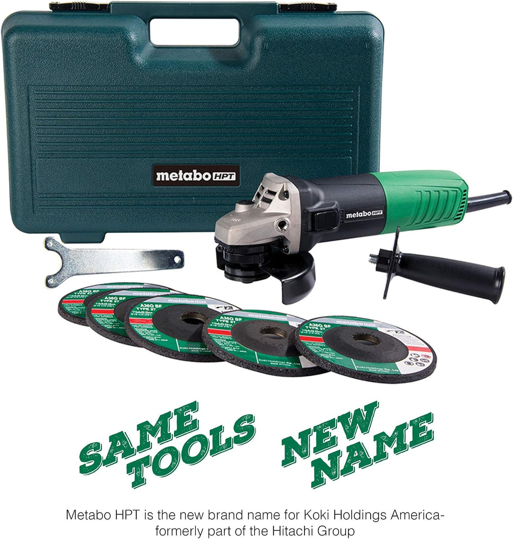Metabo HPT 4-1/2-Inch Angle Grinder, Includes 5 Grinding Wheels & Hard Case, 6.2-Amp Motor, Compact & Lightweight, G12SR4 (Pack of 3)
