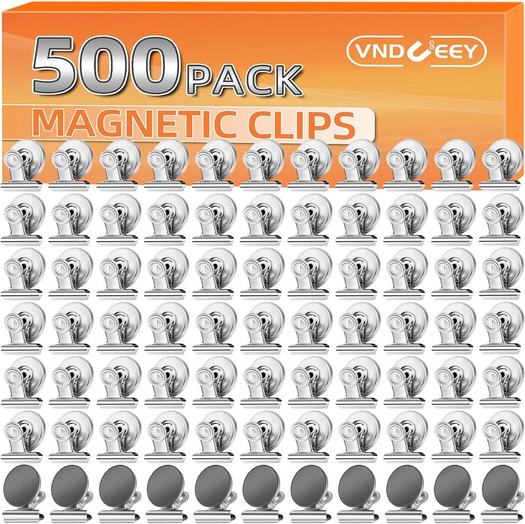 VNDUEEY 500 Pack Fridge Magnets Refrigerator Magnets, Strong Magnetic Clips Heavy Duty, Magnet Clips for Whiteboard, Magnets for Fridge Locker Office Accessories (Silver)