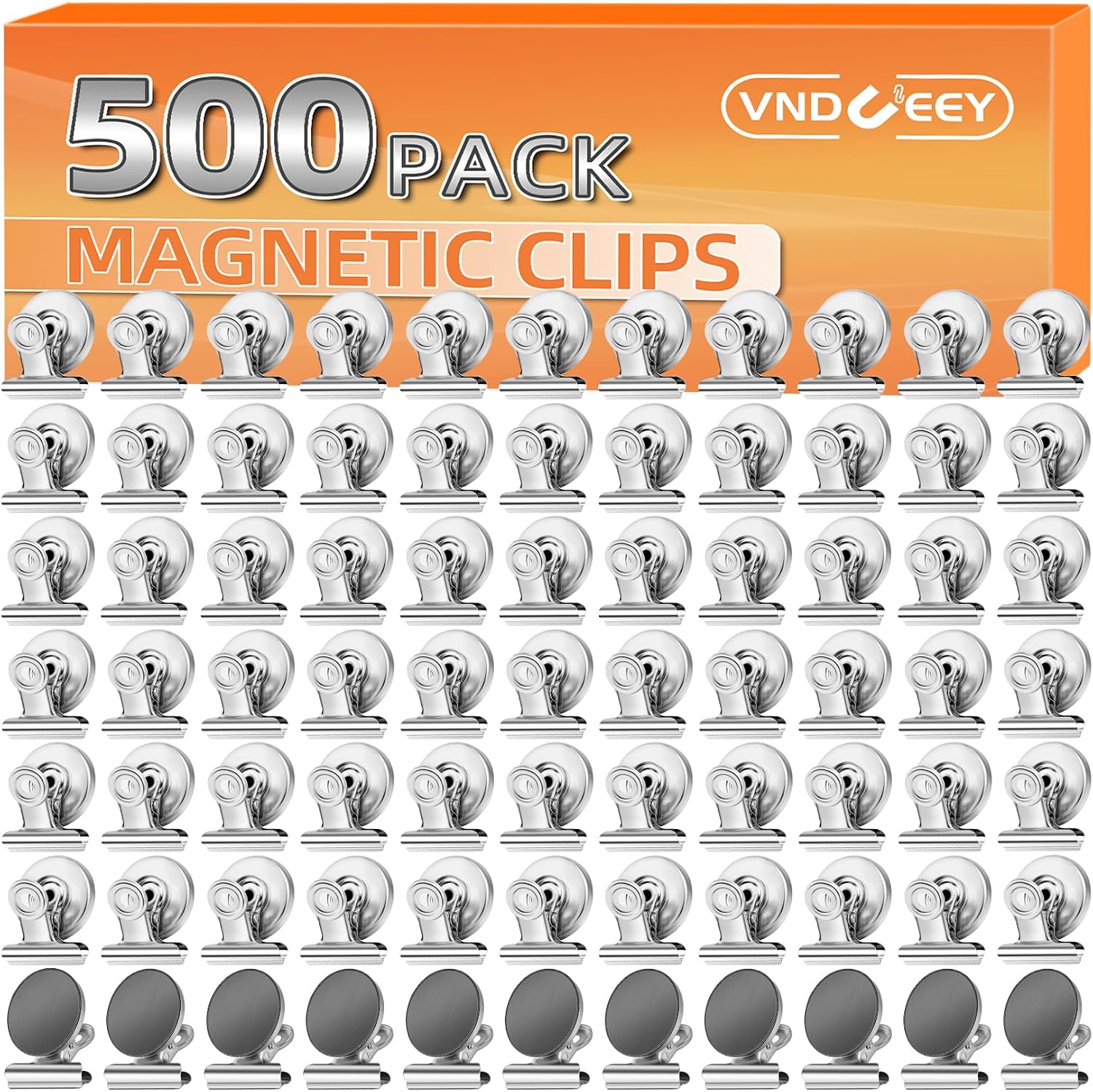 VNDUEEY 500 Pack Fridge Magnets Refrigerator Magnets, Strong Magnetic Clips Heavy Duty, Magnet Clips for Whiteboard, Magnets for Fridge Locker Office Accessories (Silver)