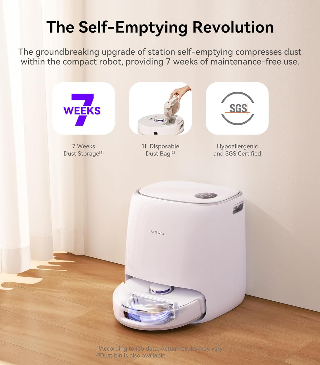 Narwal Freo X Ultra Robot Vacuum and Mop Combo, 8200Pa Robot Mop & Vacuum, Auto Mop Drying/Washing, Self-Empty, Zero-Tangling, DirtSense™, Maintenance-Free Base Station (Renewed)