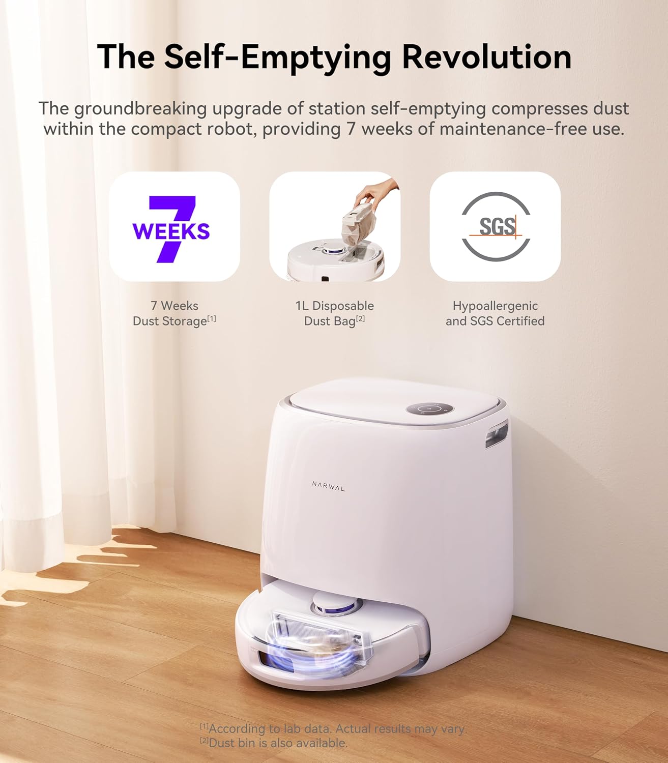 Narwal Freo X Ultra Robot Vacuum and Mop Combo, 8200Pa Robot Mop & Vacuum, Auto Mop Drying/Washing, Self-Empty, Zero-Tangling, DirtSense™, Maintenance-Free Base Station (Renewed)