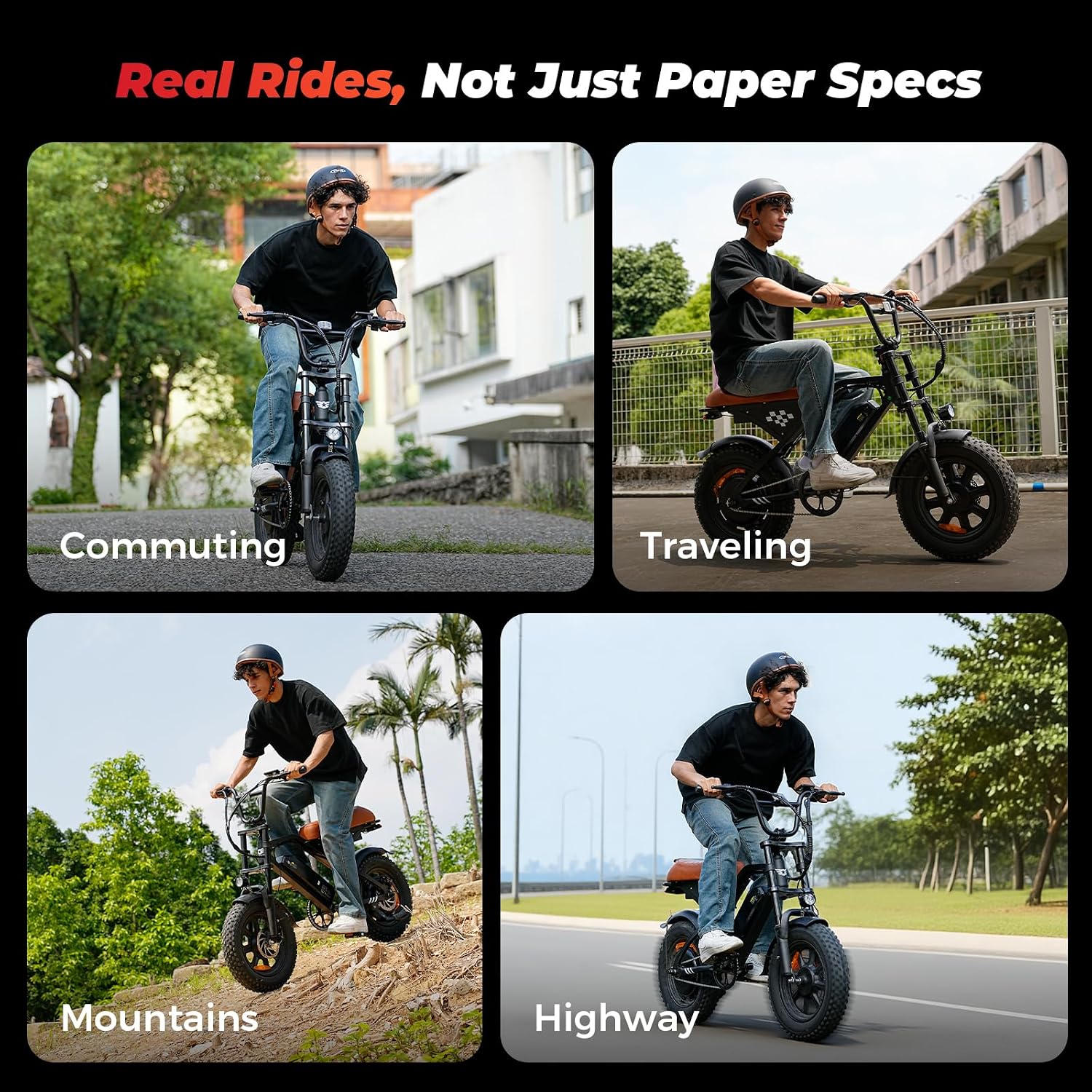Electric Bike for Adults Teens, 1500/1000W Peak Motor Retro Electric Dirt Bike 55 Miles Pas Range, 20/16' Fat Tire 20MPH Full Suspension Banana Seat Ebikes with Pump, All-Terrain