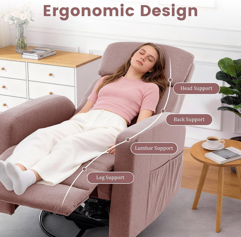 Korser Power Swivel Recliner Chairs for Adults, Electric Glider Rocking Chair Nursery, Glider Recliner Nursery Chair with Classified Side Pocket, Nursery Rocking Chairs with USB and Type-C Ports