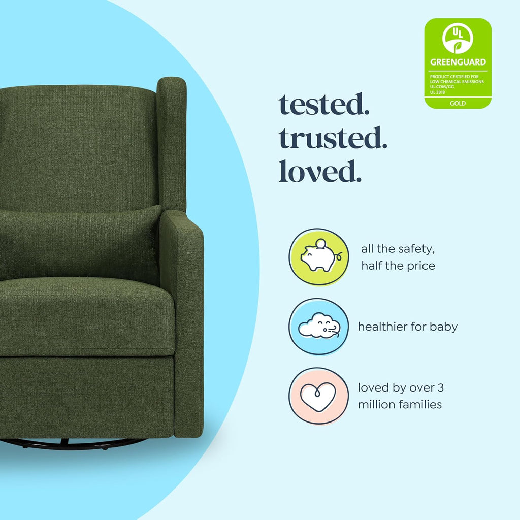 Davinci Carter's Arlo Recliner and Swivel Glider, Water Repellent & Stain Resistant, Greenguard Gold & CertiPUR-US Certified, Performance Forest Green Linen