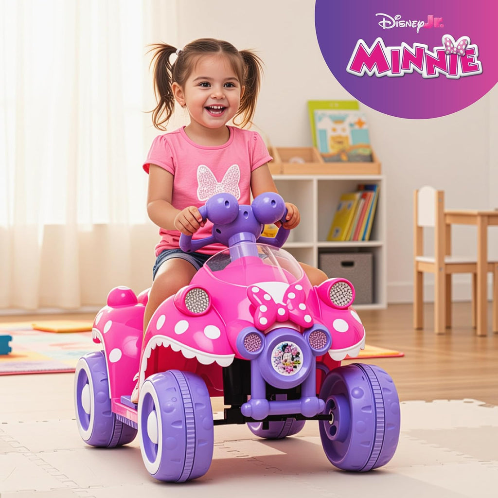 Kid Trax Toddler Disney Minnie Mouse Quad Ride-On, Kids 18-30 Months, 6V Battery and Charger Included, Max Weight 45 lbs, Hot Pink