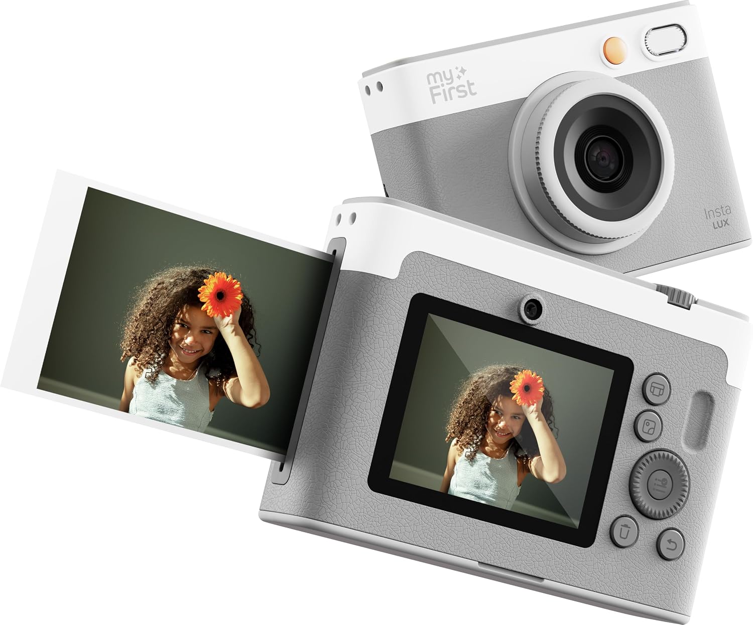 myFirst Camera Insta Lux Instant Print Camera, Real High-Definition Color Prints, WiFi Phone Printing, 5MP Dual Lens, Built-in Filters & Frames, Portable Photo Printer for Kids & Adults (Gray)
