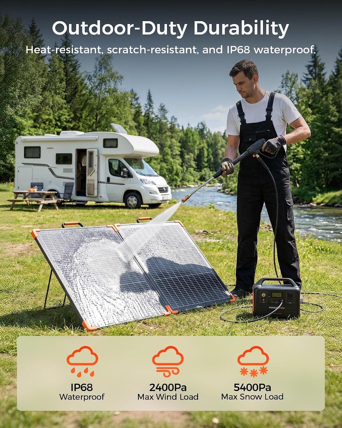 ZOUPW 110W Bifacial Portable Solar Panel, N-Type 16BB 25% High Efficiency Foldable Solar Charger for Jackery 300/Ecoflow River/Anker Solix,IP68 Waterproof for Camping RV Emergency Power Supply