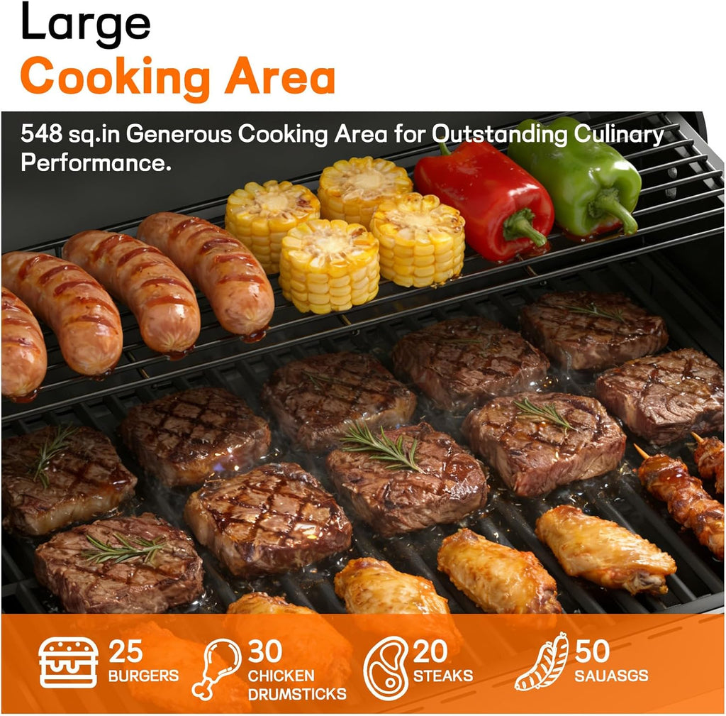 Veralune 55,000 BTU 4+1 Burner Gas Grill with Infrared Side Burner, Porcelain Cast Iron Grates & Stainless Steel Build for Fast Heating, Easy Cleaning, Ideal for Outdoor Kitchens, Patios & Backyards