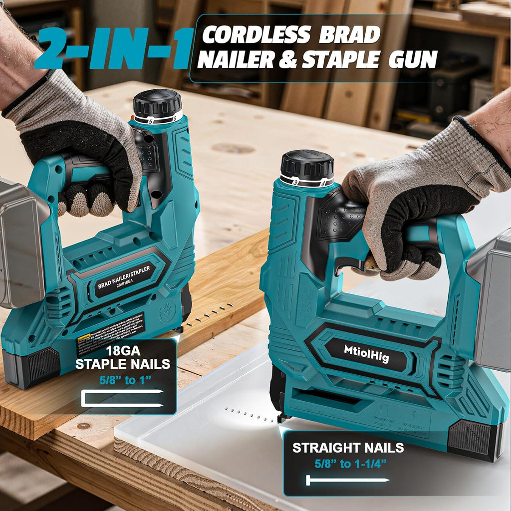 Cordless Brad Nailer Compatible with Makita 18V Battery, 5/8 to 1-1/4 Inch 18 Gauge 2-in-1 Nail Gun with 2000 nails for Wood Carpentry, Tool Only, Brushless, 2 Mode,5.9LBS
