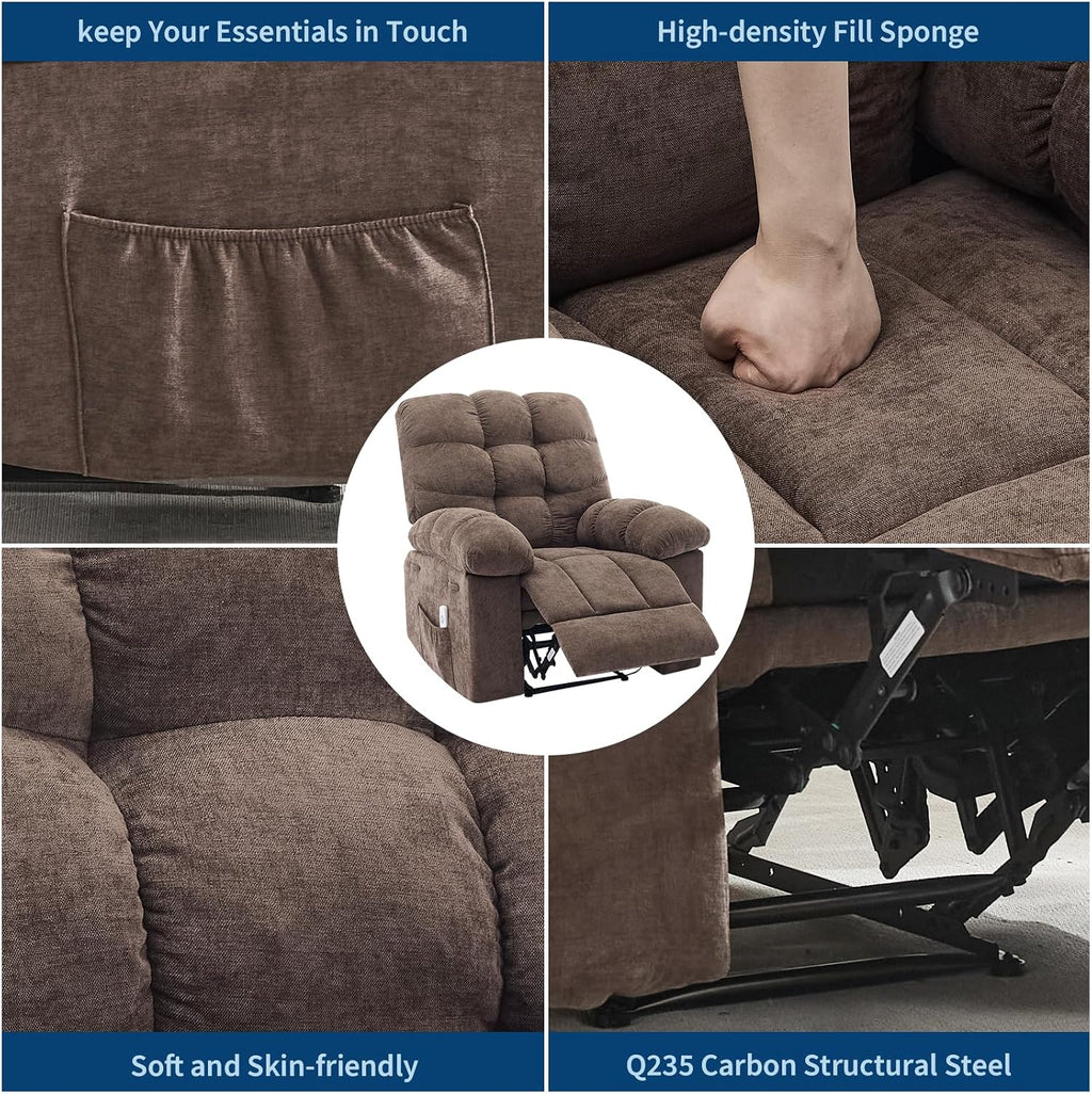 Garvee 21.4in Wide Recliner Chair,Massage & Heat Recliner Chair for Adults,Home Theater Seating with Lumbar Support,Ergonomic Breathable Fabric Nursery Rocking Chairs for Living Room
