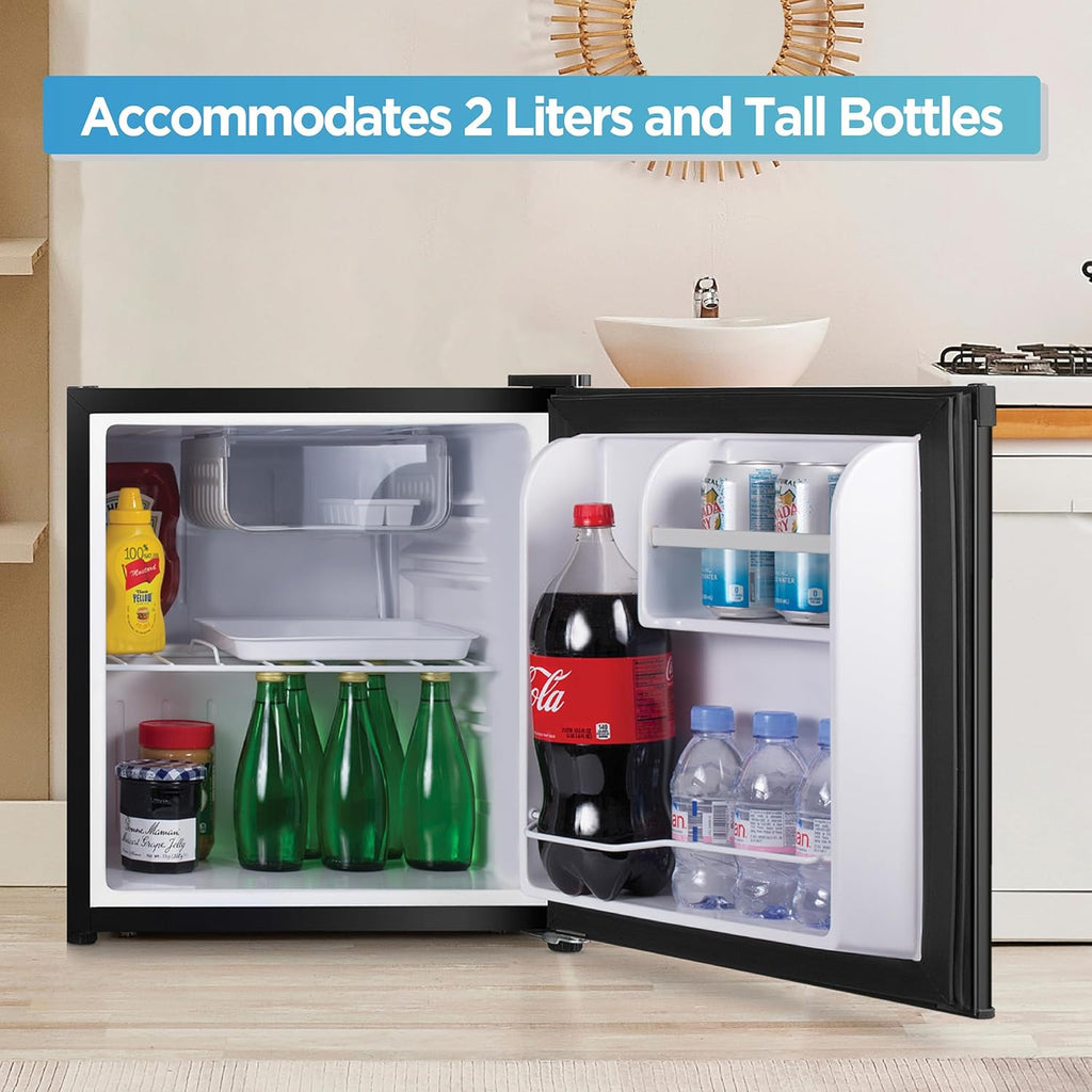 Commercial Cool 1.6 Cu. Ft. Compact Refrigerator, Single Door Mini Fridge with Chiller Compartment, Personal Fridge for Home or Dorm Room, R600a Refrigerant, CCR16B, Black
