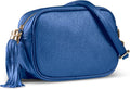 Italian Calf Leather Crossbody Bag for Women with Tassel Zipper | Small Camera Purse Shoulder Handbag Pocketbook