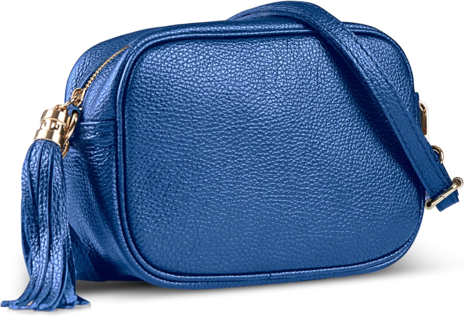 Italian Calf Leather Crossbody Bag for Women with Tassel Zipper | Small Camera Purse Shoulder Handbag Pocketbook