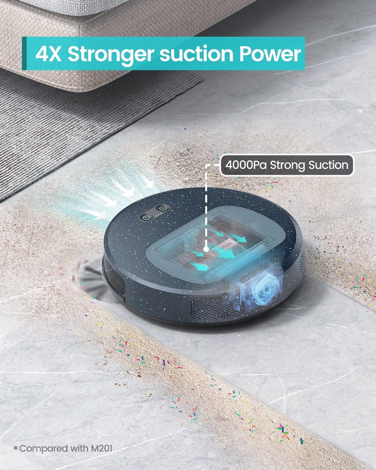 Lefant Robot Vacuum Cleaner(Slim), 4500Pa Suction & 150 Mins Runtime Vacuum Robot, 2.7inch Super Thin Robot with 600ml Dust Bin, F1 Robot Vacuum and Mop, Tangle-Free, Ideal for Pet Hair, Floor