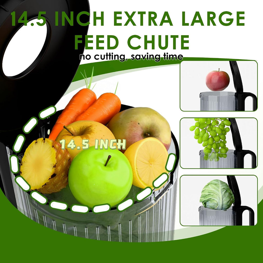 Slow Masticating Juicer machines, Touch Control Cold Press Juicer with Wide Feed Chute, Juicer Easy to Clean for Whole Vegetables Fruits, Ergonomic Operational Panel, High Juice Yield, Steel