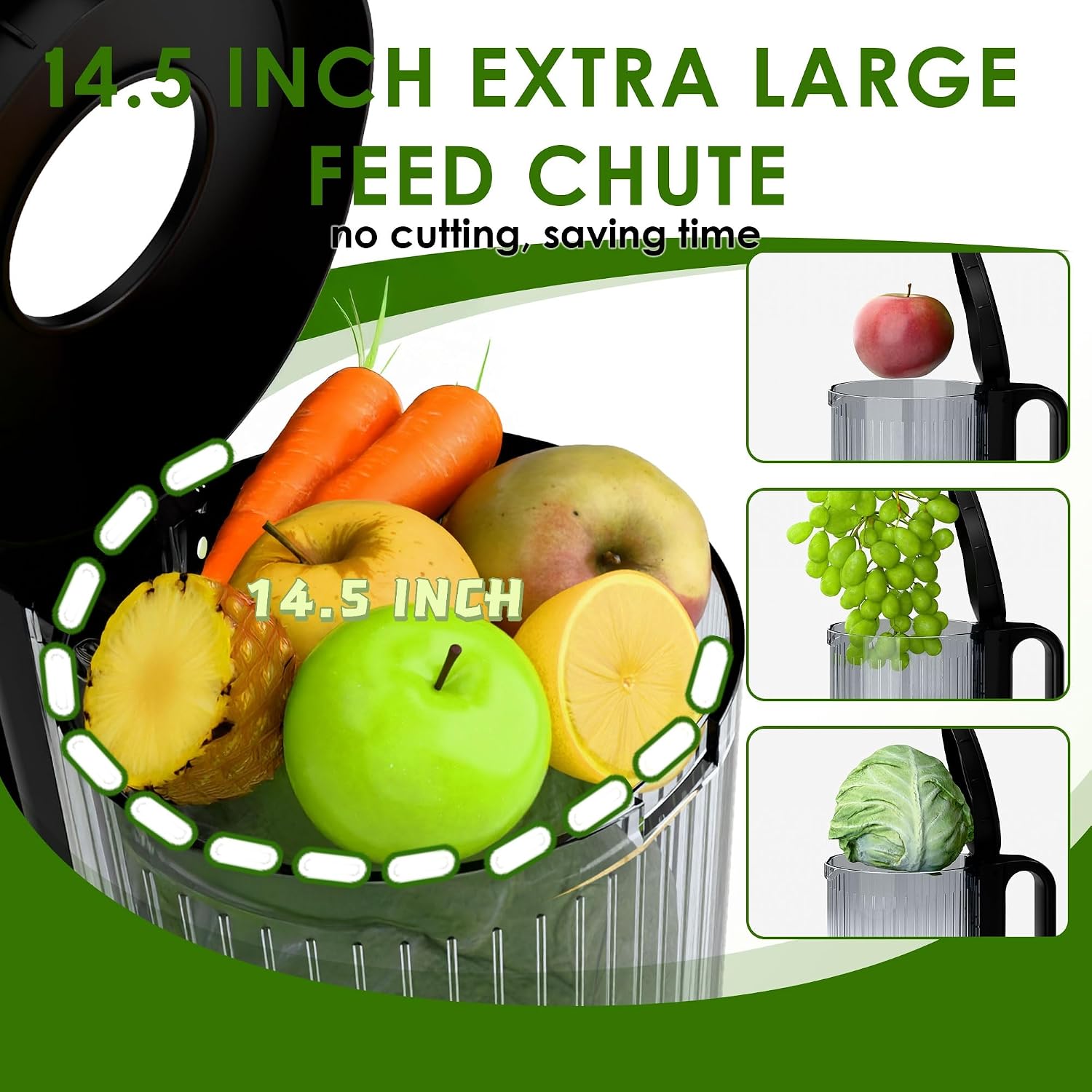 Slow Masticating Juicer machines, Touch Control Cold Press Juicer with Wide Feed Chute, Juicer Easy to Clean for Whole Vegetables Fruits, Ergonomic Operational Panel, High Juice Yield, Steel