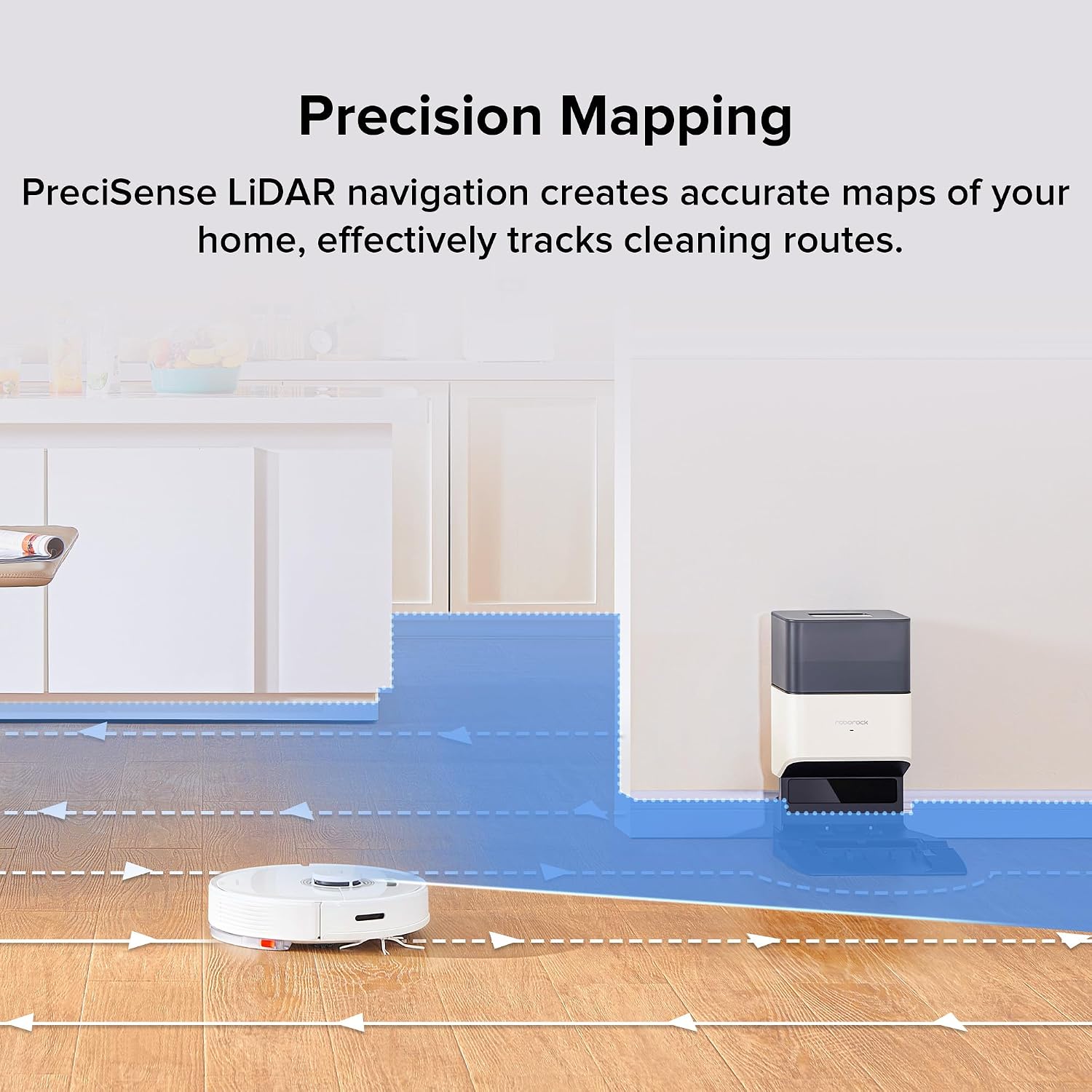 roborock Q7 Max+ Robot Vacuum and Mop with Auto-Empty Dock Pure, Hands-Free Cleaning for up to 7 Weeks, APP-Controlled Mopping, 4200Pa Suction, No-Mop&No-Go Zones, 180mins Runtime(Renewed)