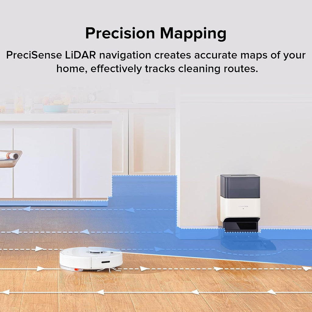 roborock Q7 Max+ Robot Vacuum and Mop, Self-Emptying up to 7 Weeks, 4200Pa Suction, 30-Level Adjustable Water Flow, PreciSense LiDAR Navigation, No-Mop & No-Go Zones, APP & Voice Control