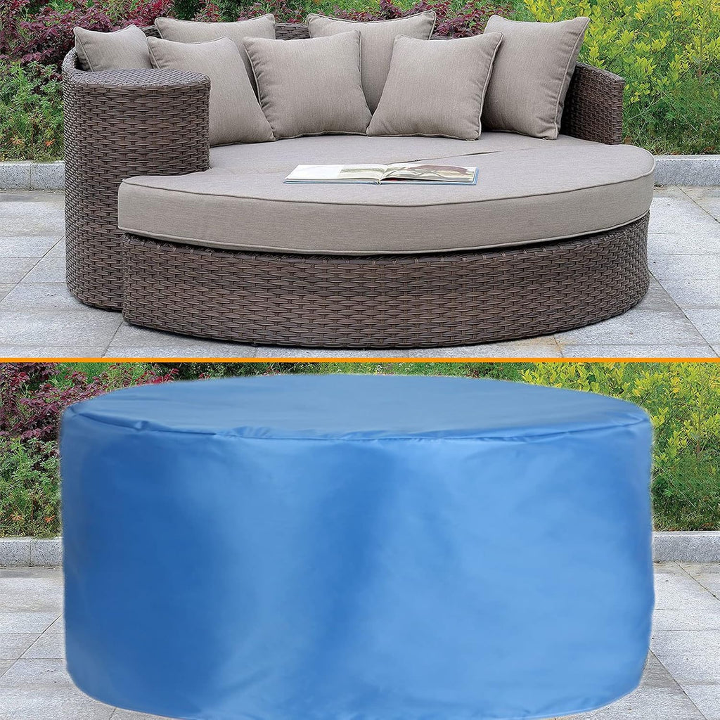 Garden Furniture Covers Waterproof Round 91x47in Patio Furniture Cover Light Blue for Sofa Dining Table and Chairs Anti-UV Durable 420d Oxford Fabric Rip Proof with Black Storage Bag