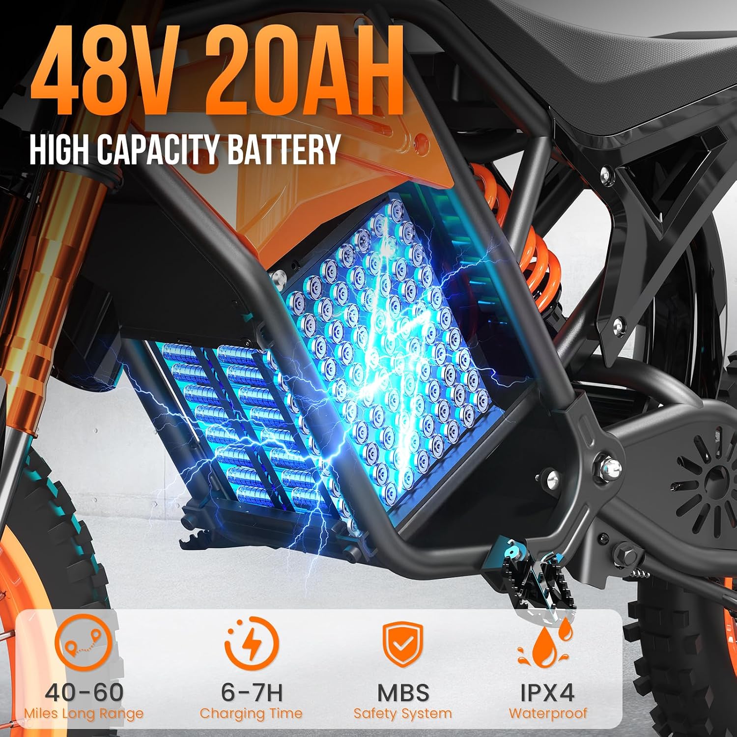 EILLEO Electric Dirt Bike for Adults Teens 48V, E Dirtbike Ebike with 3000W Motor, Electric Motorcycle with 14'/12' Fat Tire, 37.5MPH Hydraulic Brakes & Full Suspension, Fit Age 13+