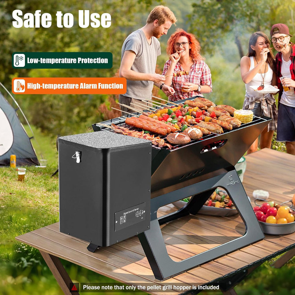 Electric Pellet Grill Hopper w/11 Gears Adjustment Temperature, 110V Digital Auto-Ignition Pellet BBQ Smoker for BBQ, Smoke, Roast, Bake, Grill, 25×11×15Inch,Applicable Fuels: 6mm Wood Pellets (110V)