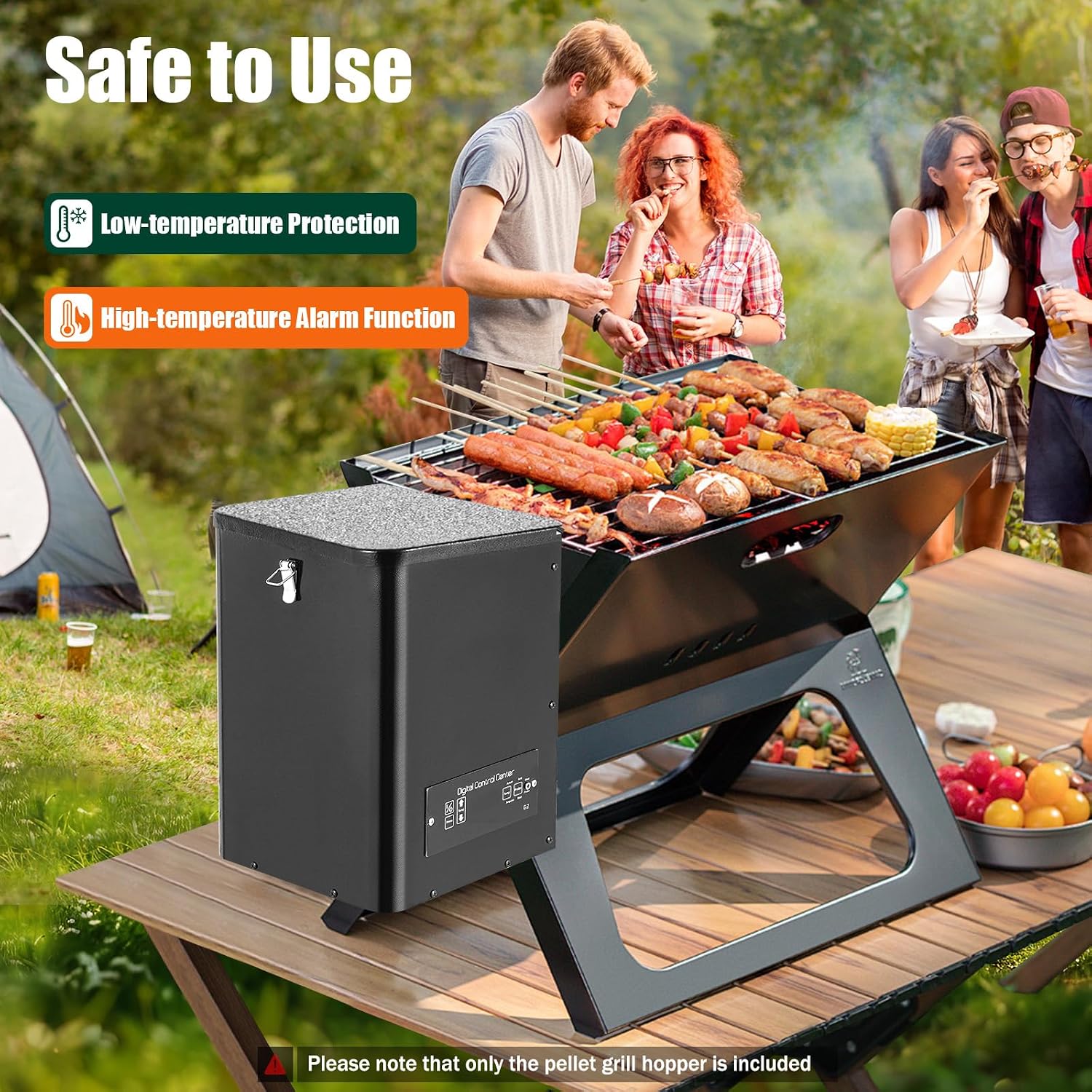 Electric Pellet Grill Hopper w/11 Gears Adjustment Temperature, 110V Digital Auto-Ignition Pellet BBQ Smoker for BBQ, Smoke, Roast, Bake, Grill, 25×11×15Inch,Applicable Fuels: 6mm Wood Pellets (110V)