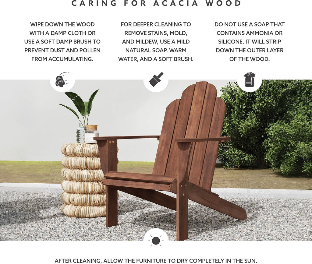 Linon Home Dcor Home Decor Teak Wood Stock Chair, 30.4' wx37.6 dx37.8 h, Stain