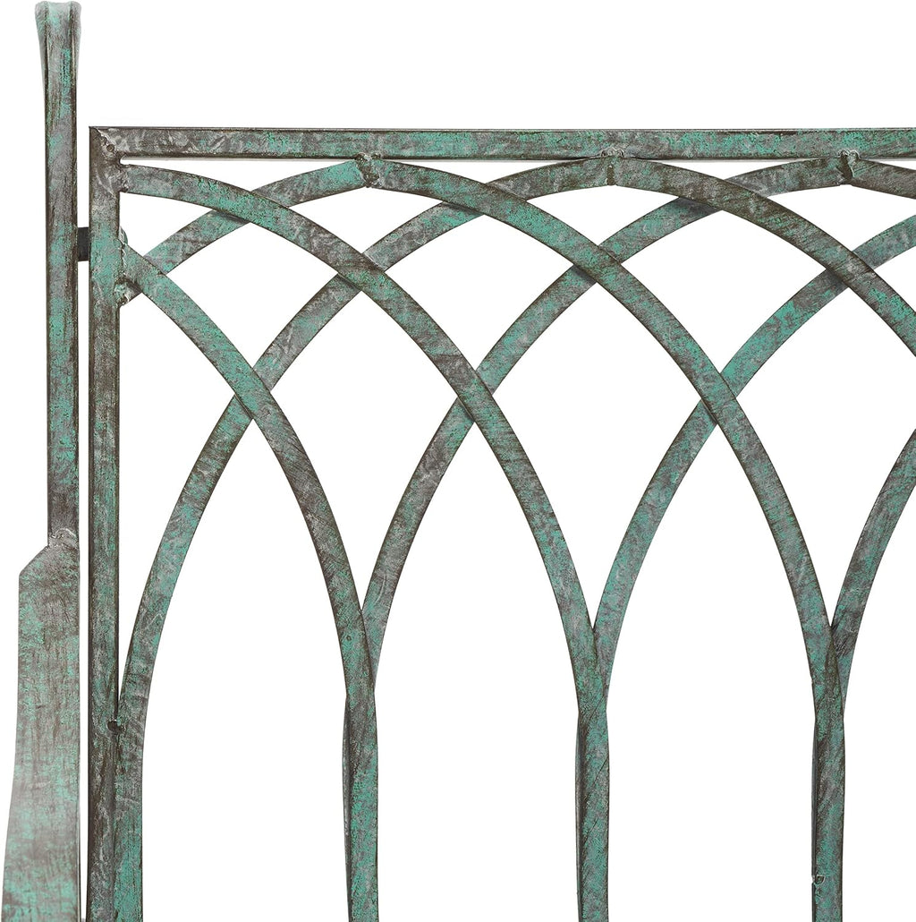 SAFAVIEH Outdoor - Medrano Iron Rocking Chair - Antique Dark Green Iron Metal - Vintage Ornate Scrollwork Design - Ideal for Patio, Deck, Porch, Garden, 15' Seat Height (PAT5030D)