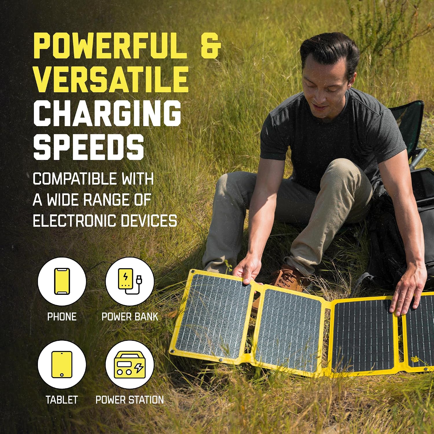 SunJack – 40 Watt Foldable Solar Panel, ETFE Waterproof Portable Solar Panel with Kickstands, USB-C PD30W, USB-A QC3.0, DC Output, Solar Panels for Camping, Hiking, Emergency Power