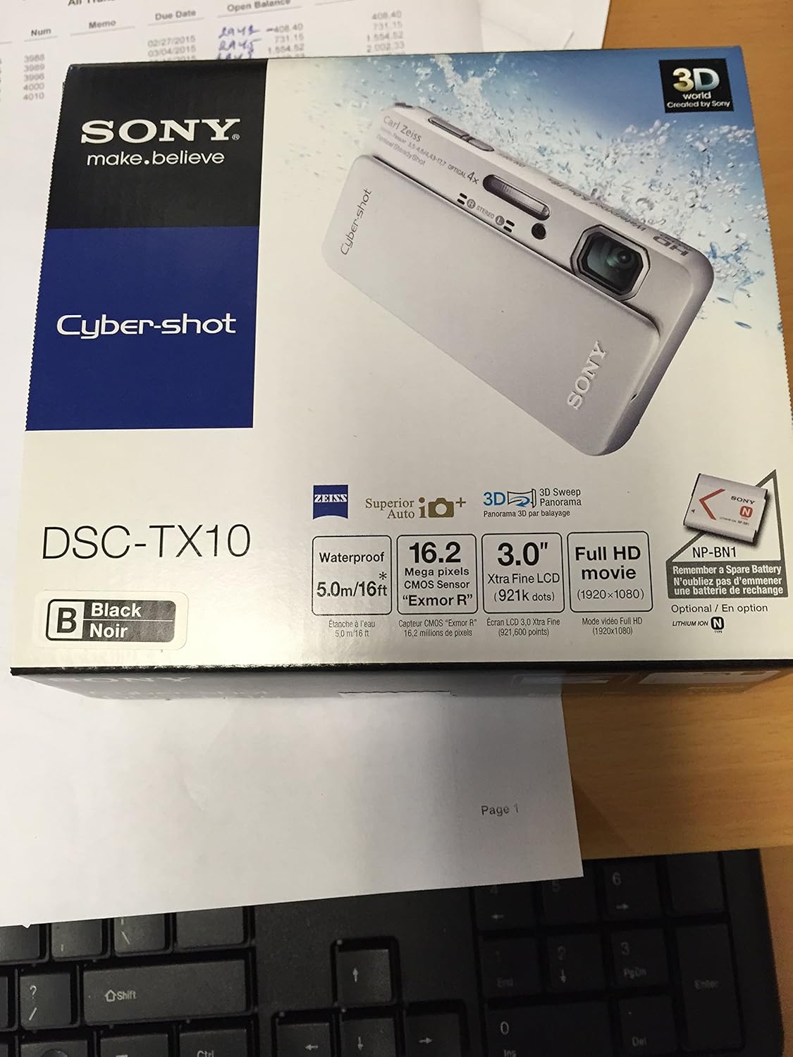 Sony Cyber-Shot DSC-TX10 16.2 MP Waterproof Digital Still Camera with Exmor R CMOS Sensor, 3D Sweep Panorama and Full HD 1080/60i Video (Black)