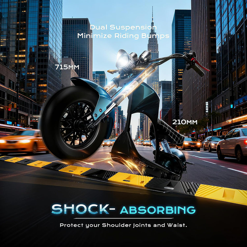 eAhora M1P 2000W Electric Motorcycle for Adults,37MPH 60V 30Ah Large Battery 40 Miles Range,Dual Hydraulic Brakes Full Suspension,Street Legal Electric Motorcycle for Commuting