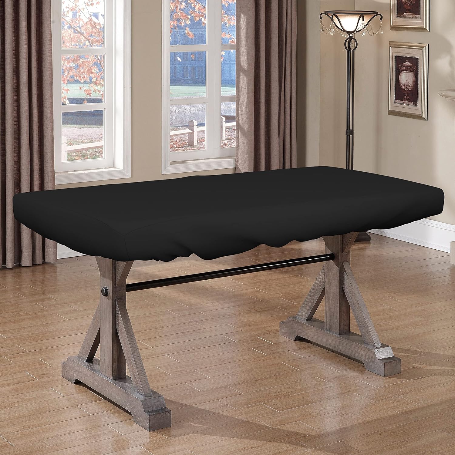 Covers & all Poker Table Cover 12 Oz Waterproof - 100% Weather Resistant Outdoor Game Table Cover with Elastic at 4 Sides (96' W x 44' D x 8' H Inches, Black)