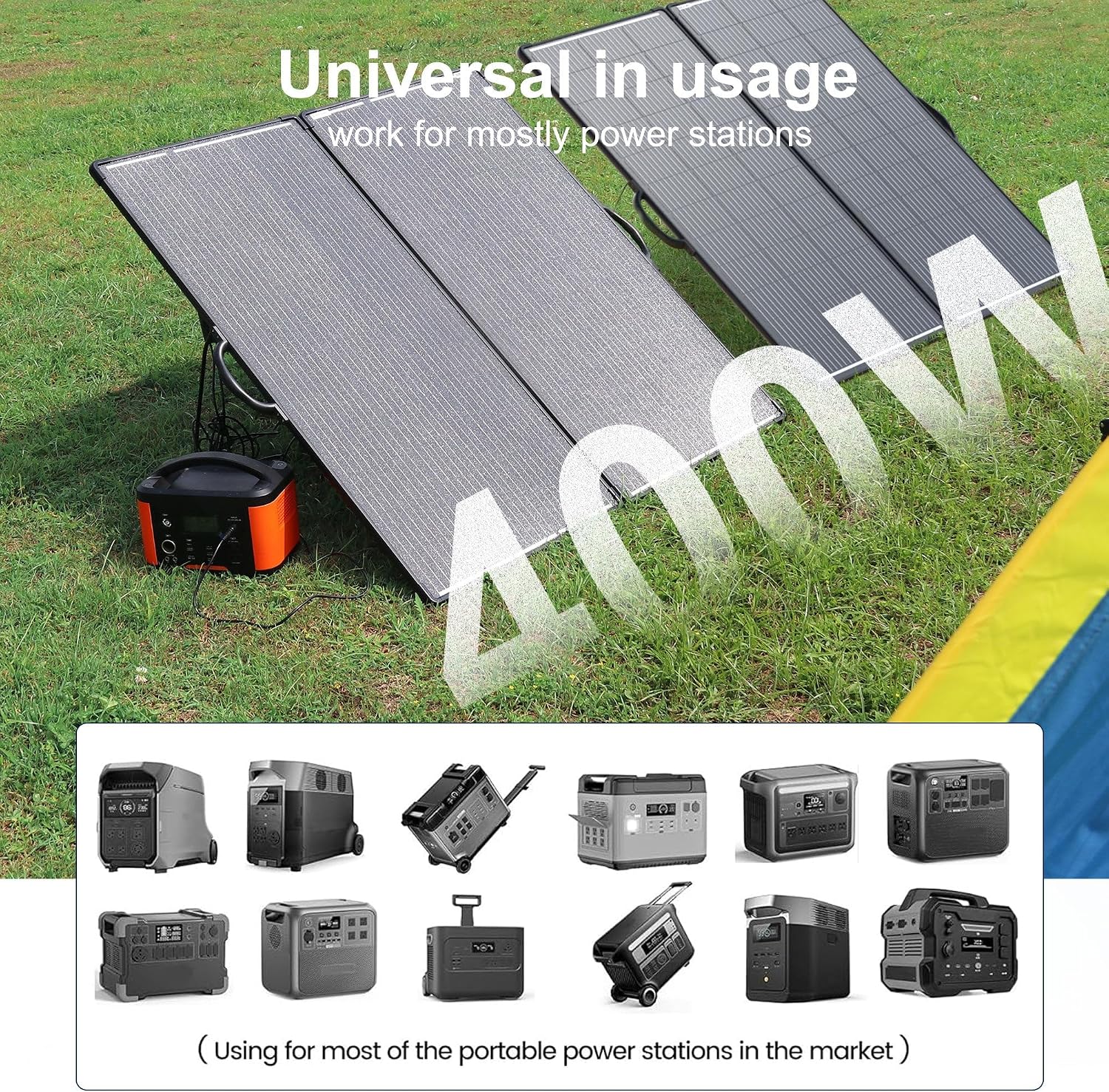 ACOPOWER 400W Mono Portable Foldable Solar Panel - 2pcs 200W, 25% Efficiency, Black, Professional Portable Style - Ideal for RV, Camping, Off Grid