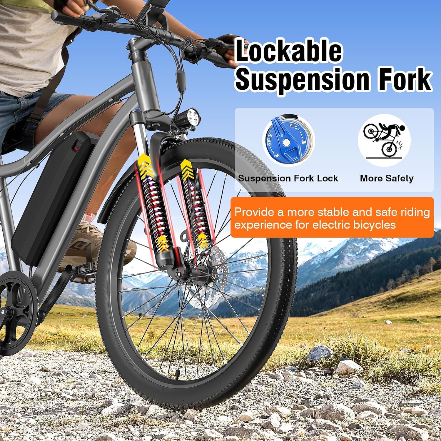 Electric Bike for Adults, 26' Commuter Ebikes with 7-Speed Gears, 25MPH Lightweight E Bike, 720W Peak Motor, 375Wh Removable Battery, 50 Miles Range, Electric Mountain Bicycles for All Terrain (Gray)
