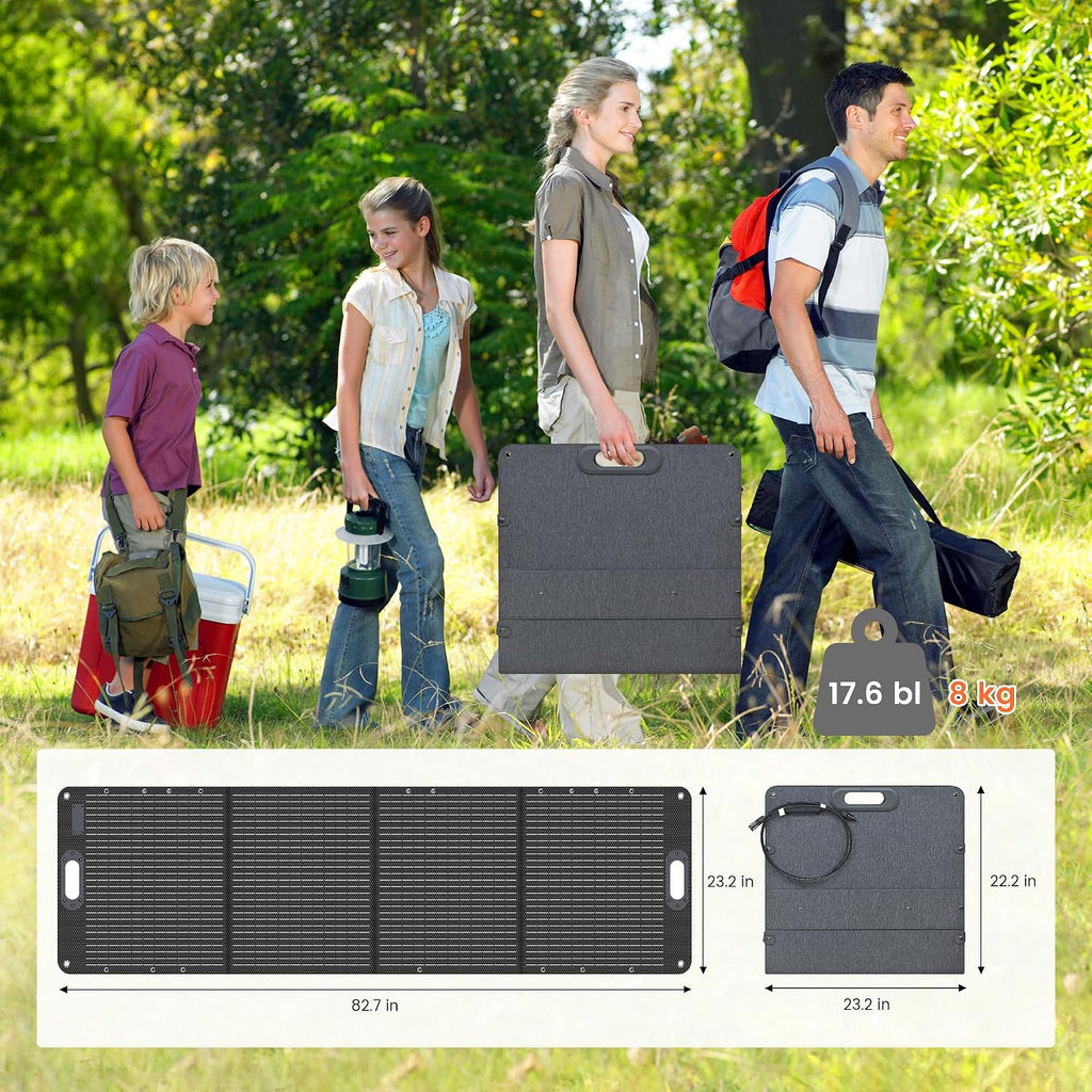 200W Portable Solar Panel, ETFE Foldable Solar Panel Charger with Adjustable Kickstand,23.7% High Efficiency,IP65 Waterproof, for Power Station Outdoor Camping RV Emergency Power Supply