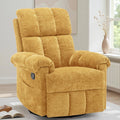 Korser Recliner Chair, Swivel Rocker Recliner Chair for Adults, Small Recliners for Small Spaces, Upholstered Manual Recliner with Side Pockets, Nursery Rocking Chair for Living Room, Chenille, Yellow