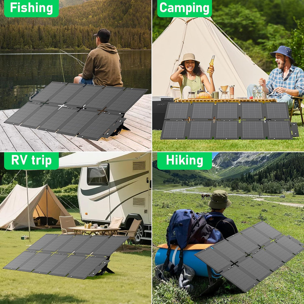 Portable Solar Panel 100W, Monocrystalline 24.8% High Efficiency Foldable Solar Panel, Panel Solar Kit IP65 Waterproof for Camping RV Backpacking Outdoor Use