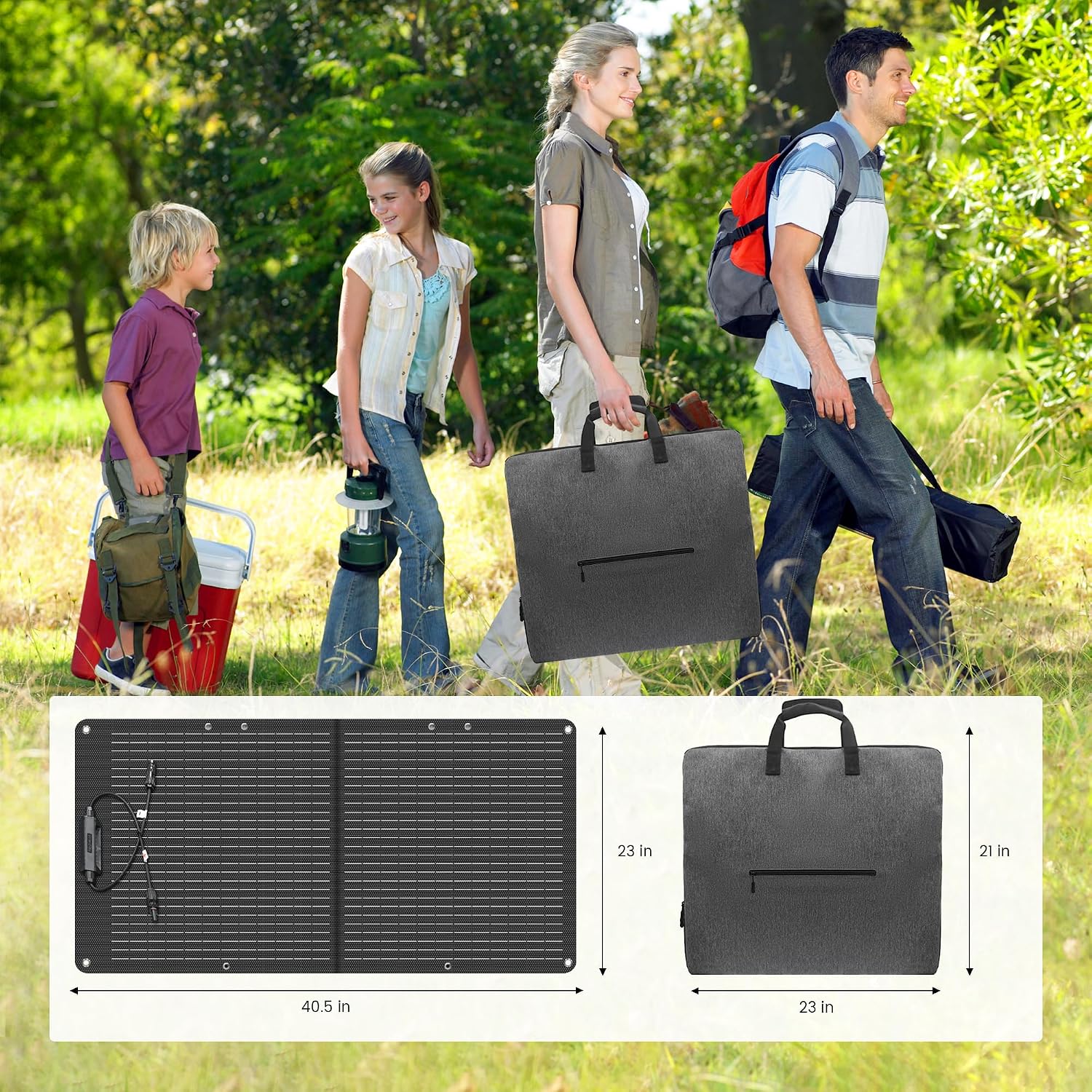 100W Portable Solar Panel for Power Station Generator,EFTE 23.7% High Efficiency Foldable Solar Panel Charger IP65 Waterproof with Adjustable Kickstand for Camping RV Outdoor Off-Grid