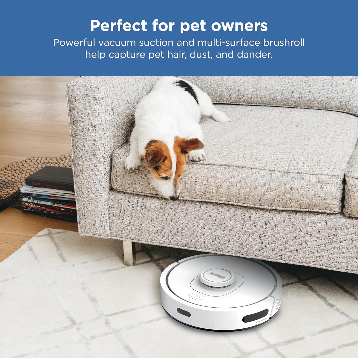 Shark IQ Robot Vacuum with Bagless Self-Empty 60 Day Capacity Base, Multi-Surface Cleaning, Powerful Suction, Pet Hair Pickup, for Carpets & Hardfloors, Home Mapping, White, RV2302AE