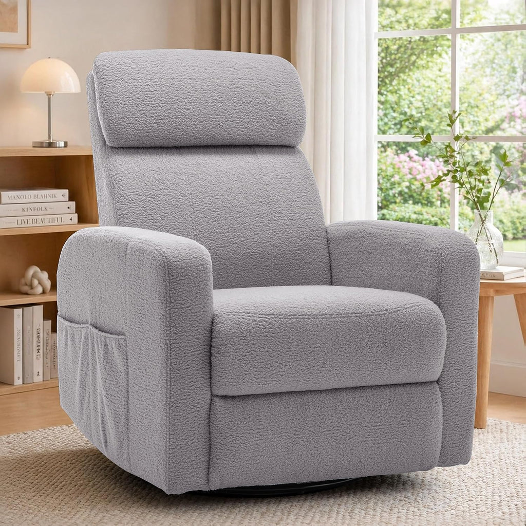 Korser Power Swivel Recliner Chairs for Adults, Electric Glider Rocking Chair Nursery, Glider Recliner Nursery Chair with Classified Side Pocket, Nursery Rocking Chairs with USB and Type-C Ports