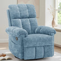 Korser Recliner Chair, Swivel Rocker Recliner Chair for Adults, Small Recliners for Small Spaces, Manual Recliner Chair with Side Pockets, Nursery Rocking Chair for Living Room, Chenille, Airy Blue