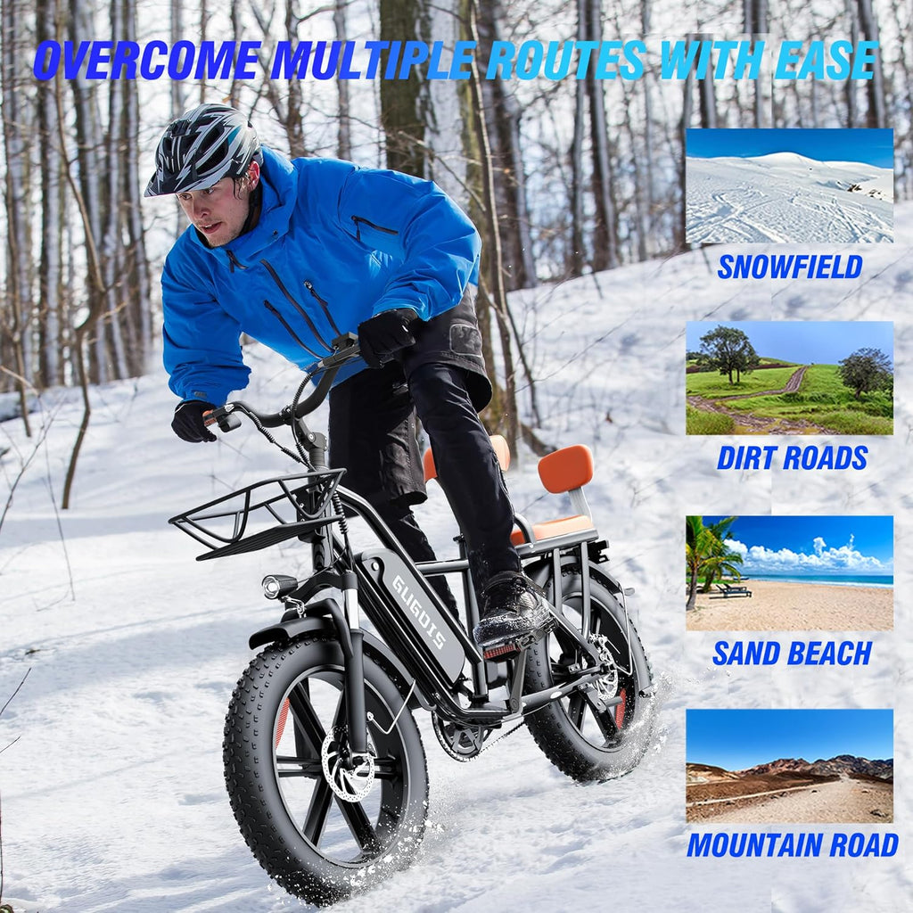 Folding Electric Bike for Adults, 2 Seater Electric Bike, 750W/1000W Peak Motor, 48V Removable Battery, Up to 28/30MPH & 45/60Miles, 16'/20' Tire Ebike, All-Terrain Foldable Electric Bicycles