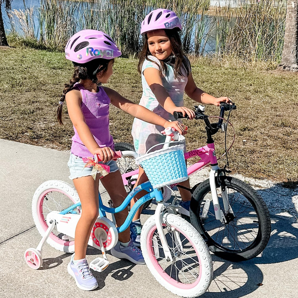 Royalbaby Stargirl Girls Bike with Training Wheels and Basket, Best Gifts for Girls. (Blue, 12 Inch)
