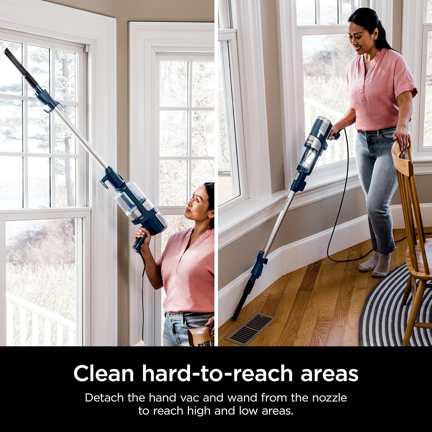 Shark HZ3002 Stratos Ultralight Corded Stick Vacuum with DuoClean PowerFins HairPro, Self-Cleaning Brushroll, & Odor Neutralizer Technology, Navy (Renewed)