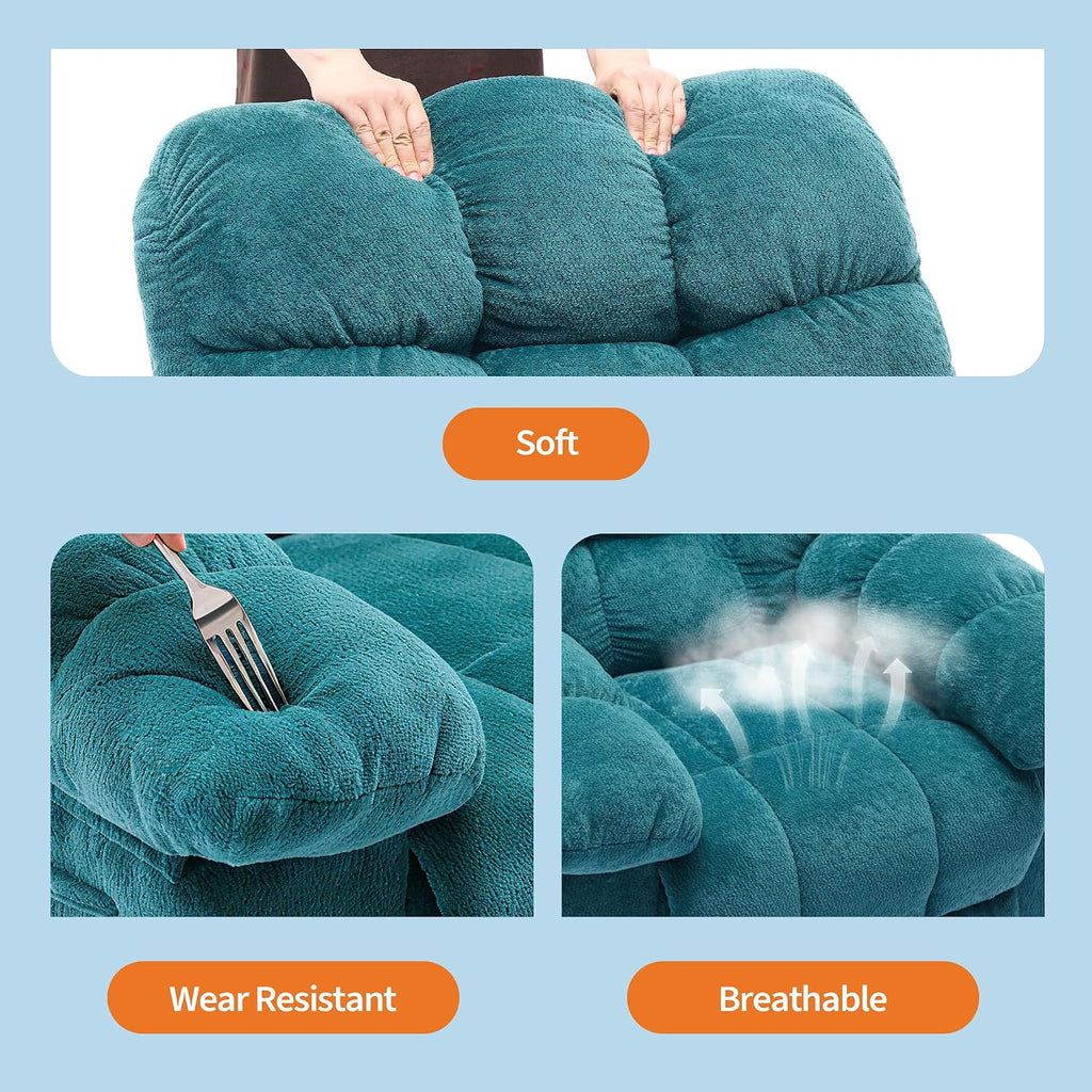 Garvee Manual Recliner Chair,Ergonomic Overstuffed Breathable Fabric Reclining Chair with Side Pockets,q235 Steel Frame Lazy Boy Recliner Single Sofa for Living Room Bedroom