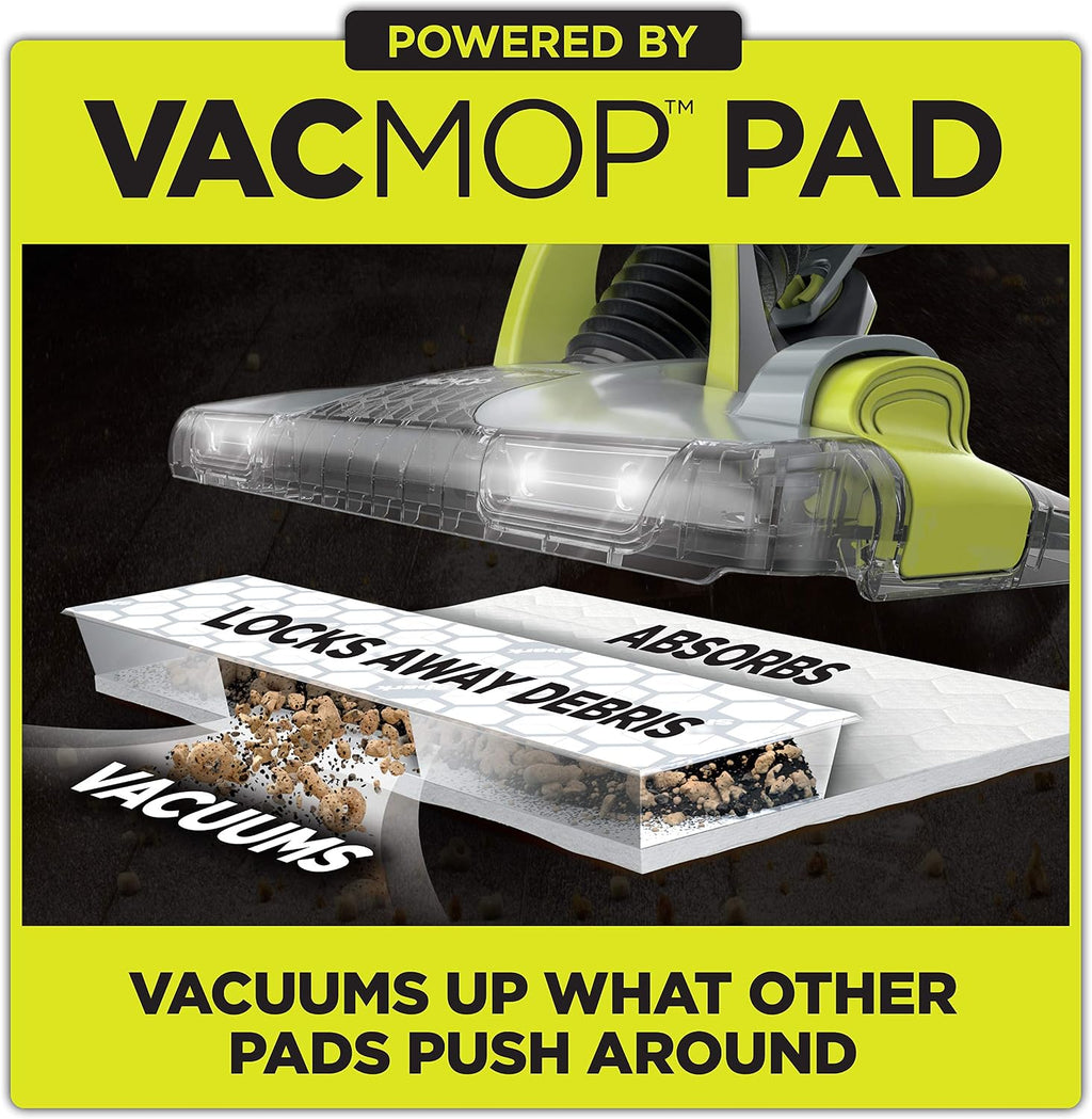 Shark VM252P10 VACMOP Pro Cordless Hard Floor Vacuum Mop with LED Headlights, 12 Disposable Pads & 12 oz. Cleaning Solution, Charcoal Gray