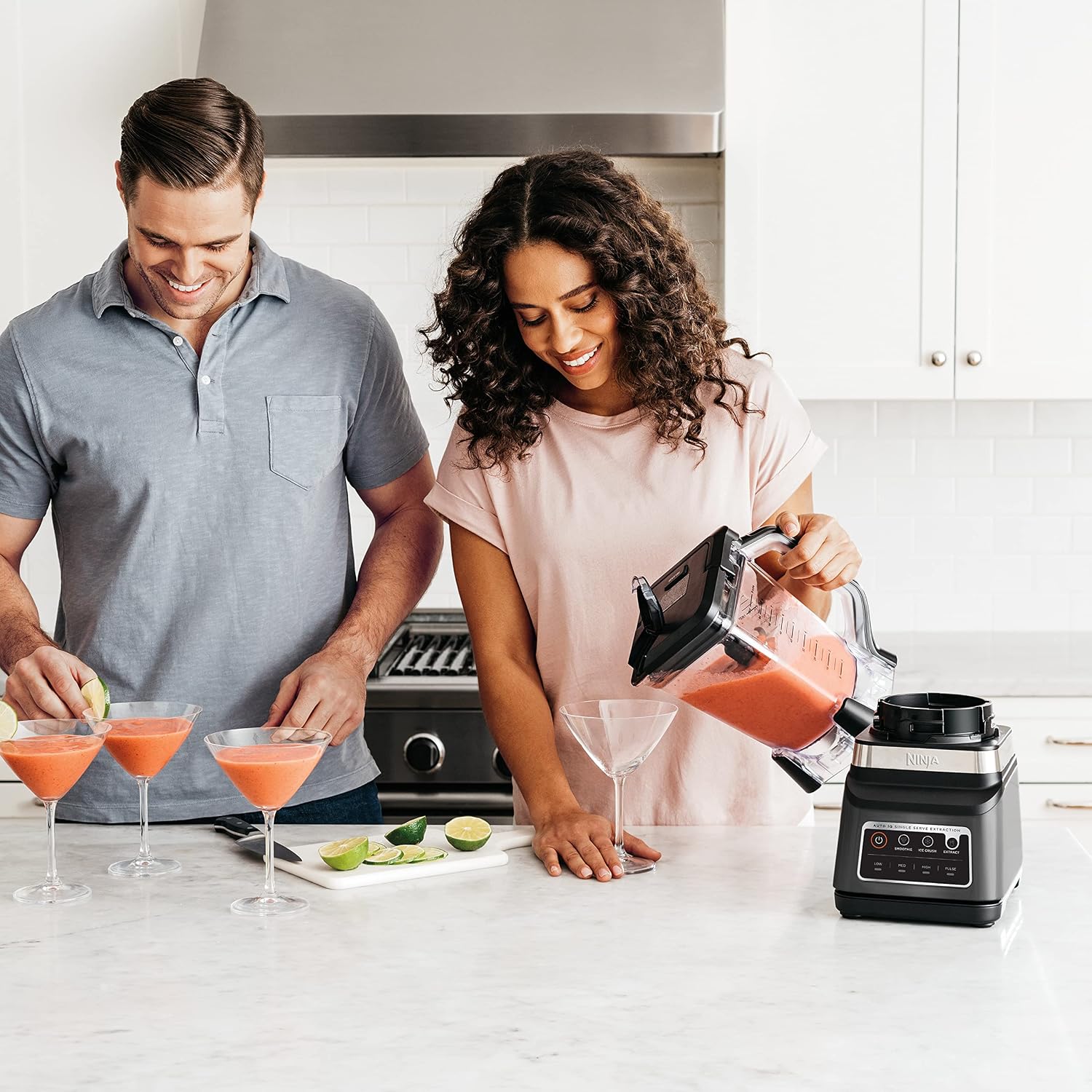 Ninja DB751A Pro Plus DUO Blender, 1400W, Auto-IQ, 3 Modes: Smoothies, Frozen Drinks, 72oz Pitcher, 2x24oz Cups, Pro Blades, Black/Stainless