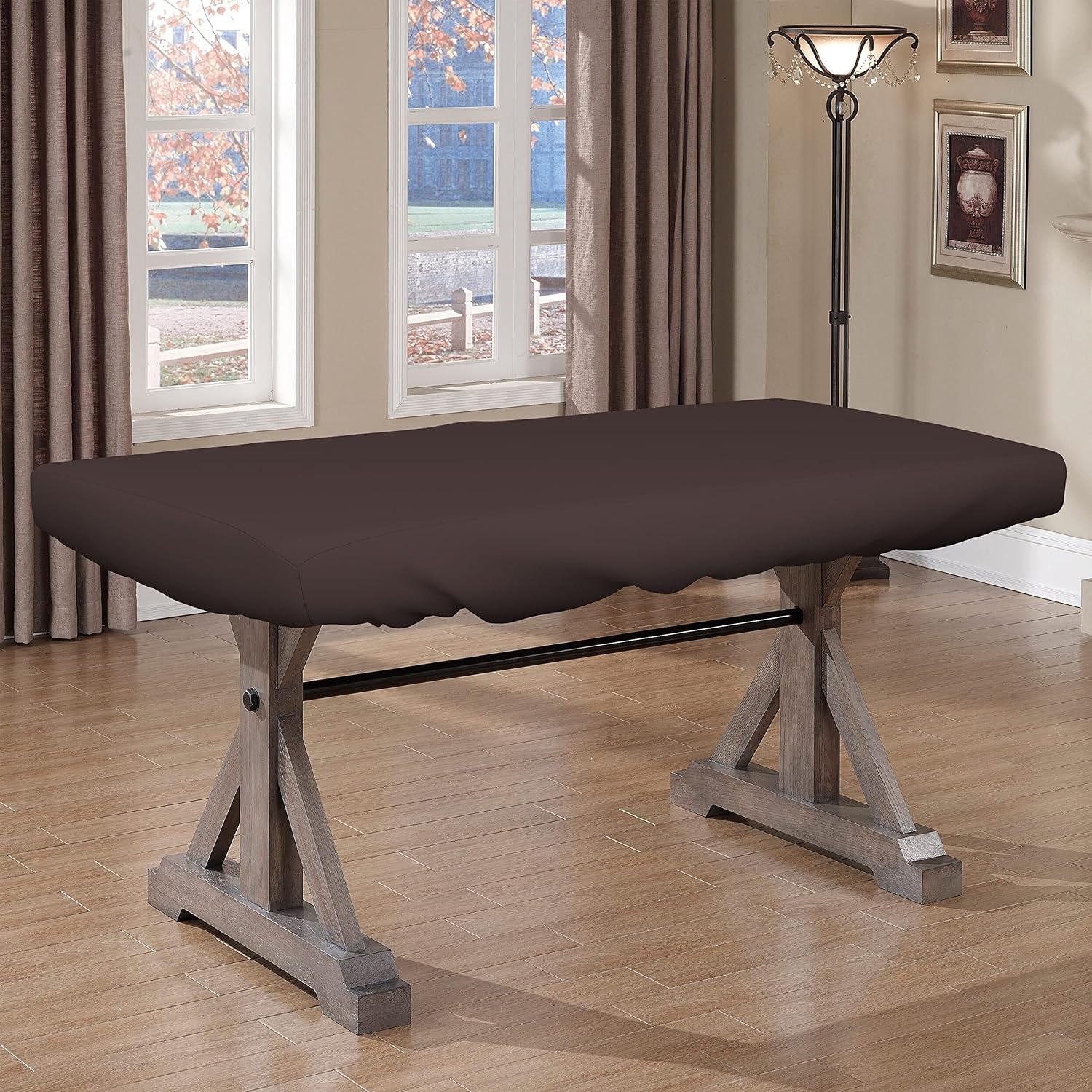 Covers & all Poker Table Cover 12 Oz Waterproof - 100% Weather Resistant Outdoor Game Table Cover with Elastic at 4 Sides (96' W x 44' D x 8' H Inches, Coffee)