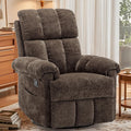 Korser Recliner Chair, Swivel Rocker Recliner Chair for Adults, Small Recliners for Small Spaces, Upholstered Manual Recliner with Side Pockets, Nursery Rocking Chair for Living Room, Chenille, Brown