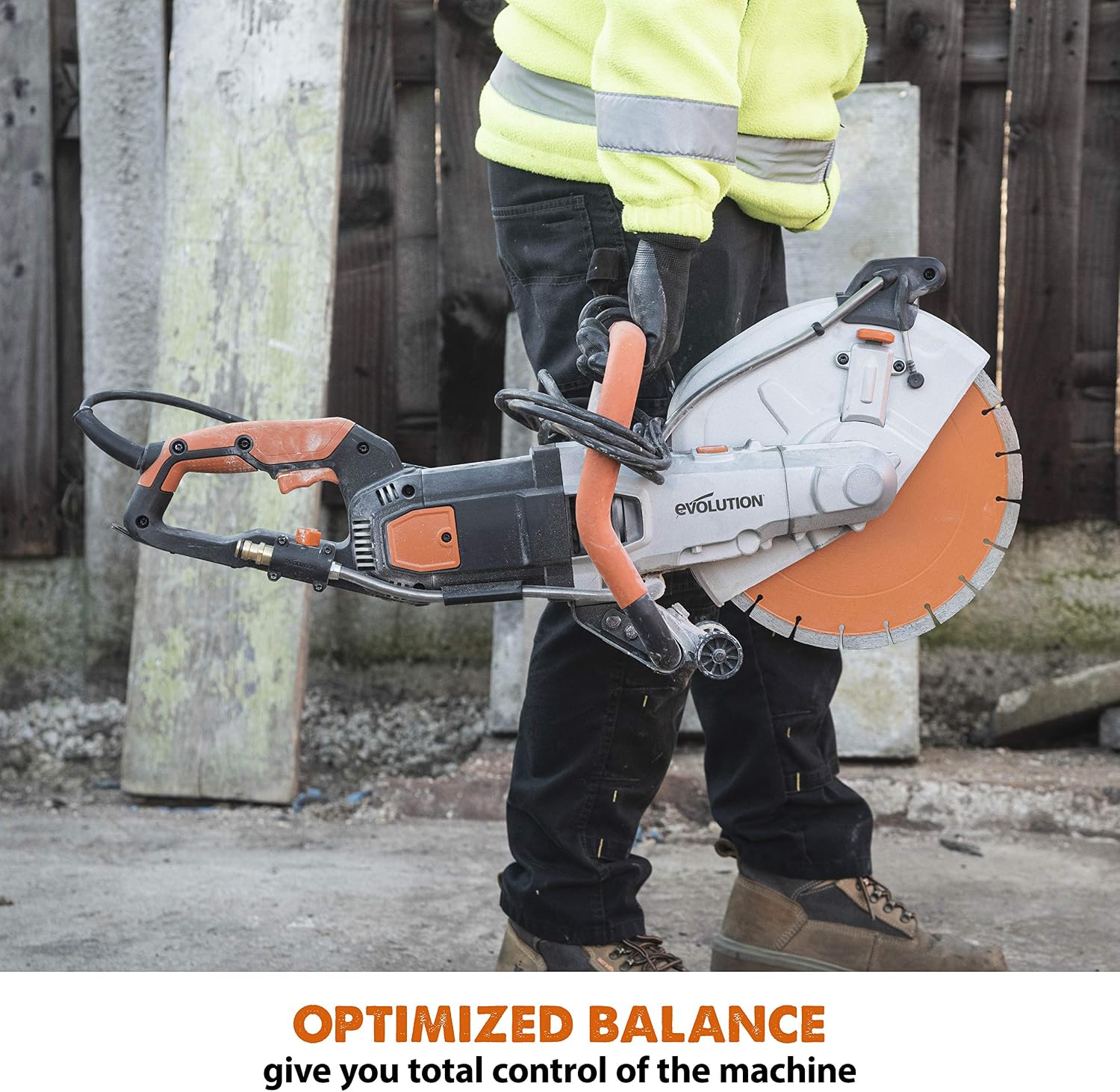 Evolution R12DCT 12 Inch Concrete Saw with Water Fed Dust Suppression (Aka Angle Grinder, Cut Off Saw, Masonry) Electric, No Gas, 4-1/2' Cut - Incl Premium Diamond Blade (Formerly R300DCT+)
